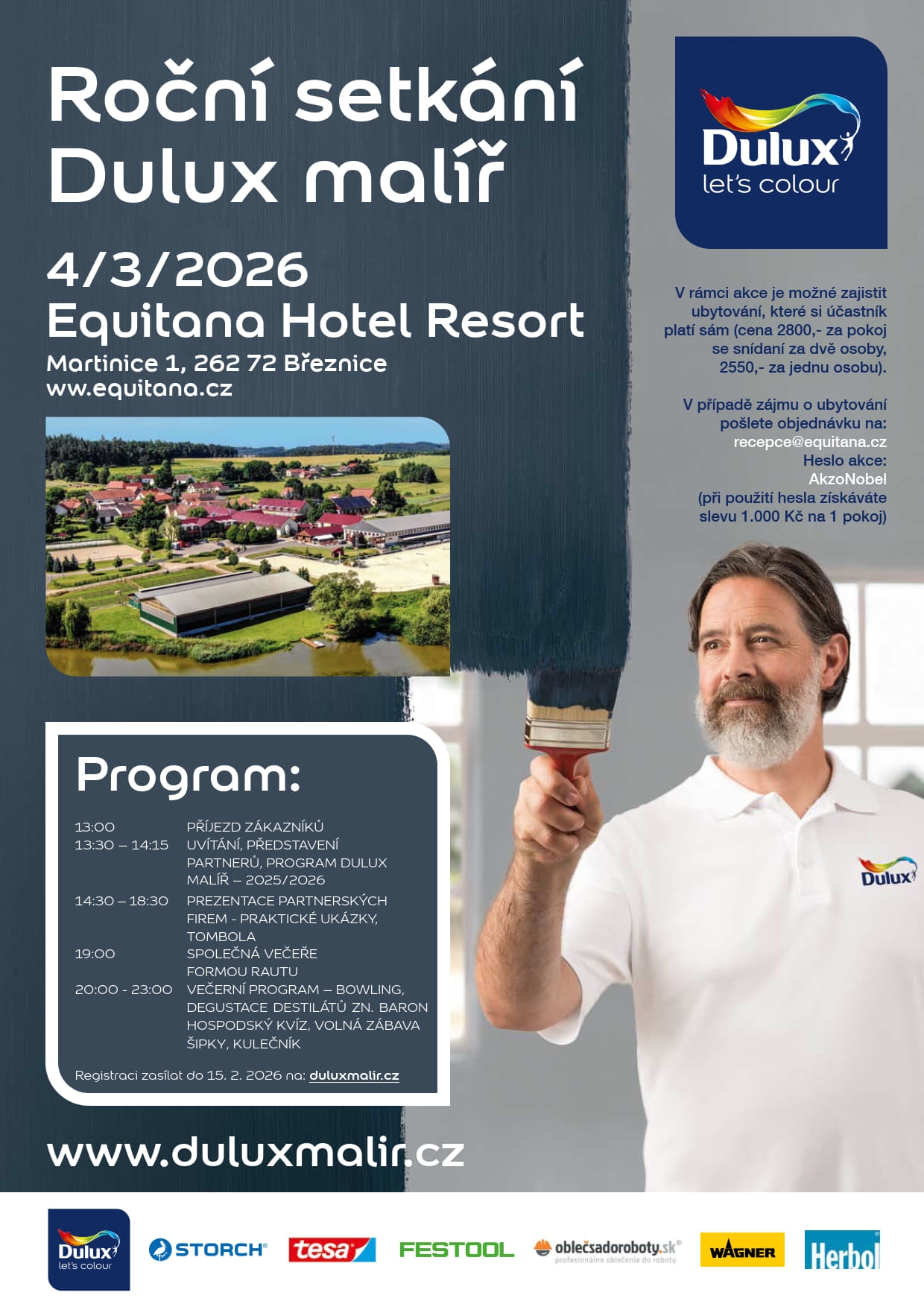 Pozvánka na Roční setkání  Dulux malíř  4.3.2026 Equitana Hotel Resort